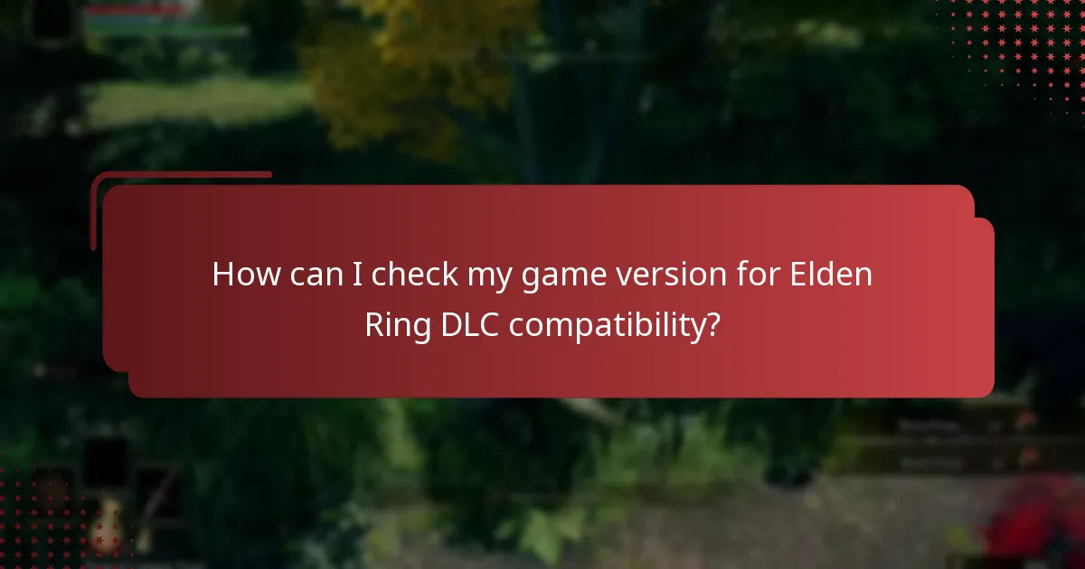 How can I check my game version for Elden Ring DLC compatibility?