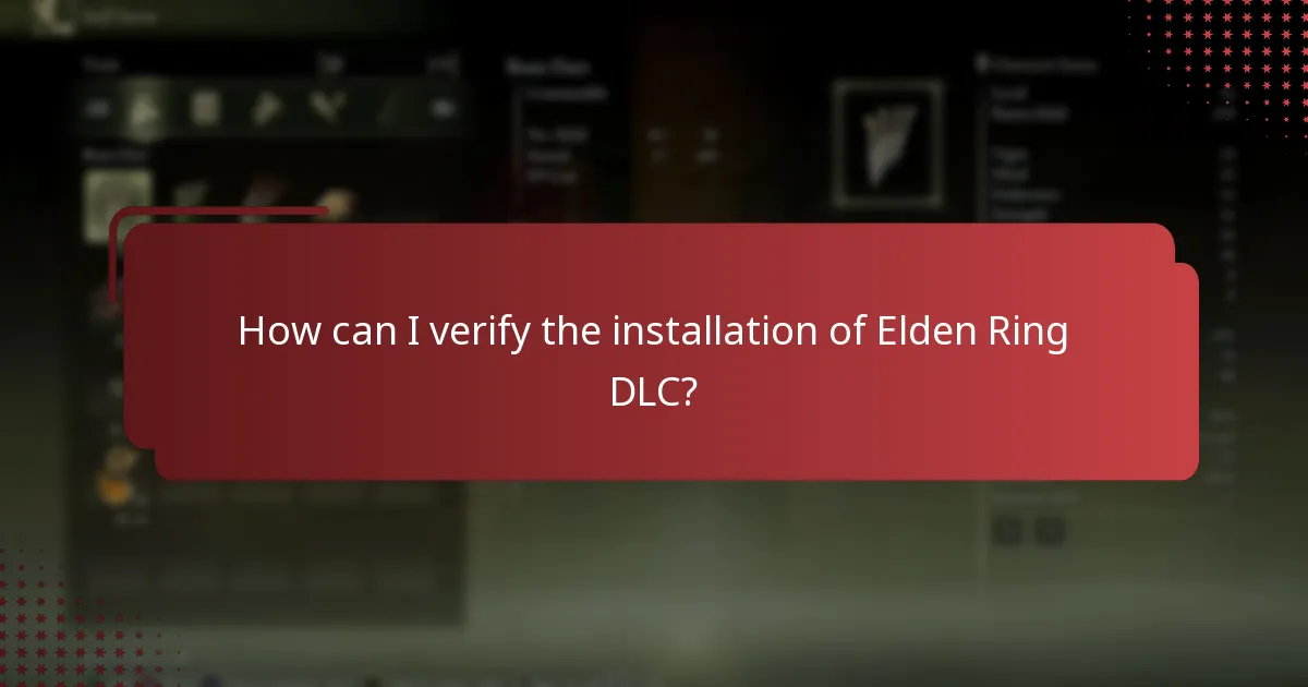 How can I verify the installation of Elden Ring DLC?