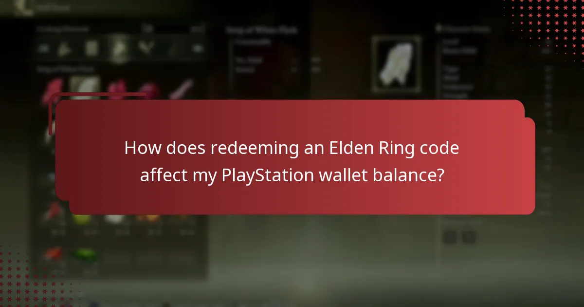 How does redeeming an Elden Ring code affect my PlayStation wallet balance?